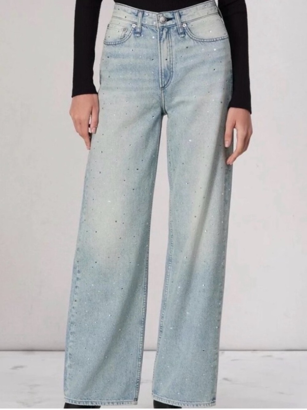 Rag & Bone Lori Rhinestone Wide Leg Jeans